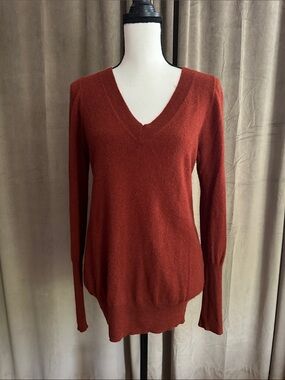 J. Crew 100% Cashmere Rust V-Neck Women's Sweater